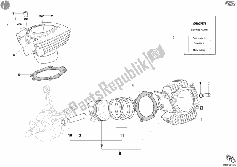 All parts for the Cylinder - Piston of the Ducati Supersport 800 S 2003